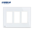 Livolo Branco 170mm * 125mm EUA padrão Triplo Painel De Vidro Para Venda Para Tomada de Parede Tamanhos Padrão VL-C5-SR / SR / SR-11